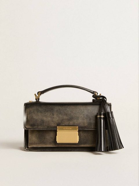 Women Golden Goose Crossbody Bags Small Venezia Bag In Black Distressed Leather With Gold Details Distressed Black - Image 4