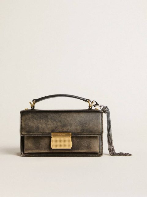 Women Golden Goose Crossbody Bags Small Venezia Bag In Black Distressed Leather With Gold Details Distressed Black - Image 5