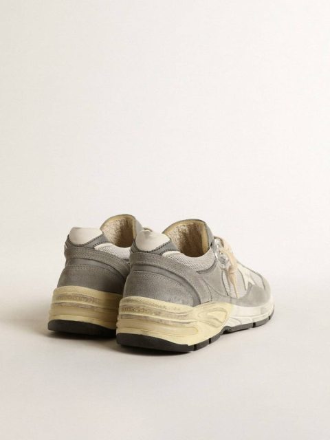 Women Golden Goose Dad-Star In Suede And Silver Mesh With White Leather Star And Heel Tab Dad-Star - Image 4