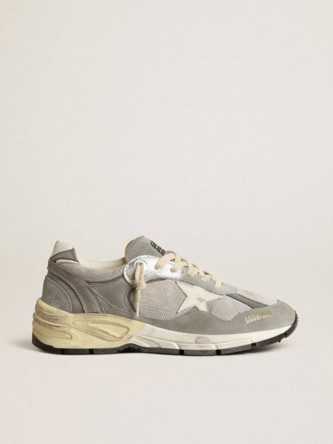 Women Golden Goose Dad-Star In Suede And Silver Mesh With White Leather Star And Heel Tab Dad-Star