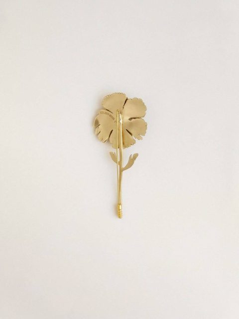 Women Golden Goose Gold Pin With Floral Design Jewelry - Image 2
