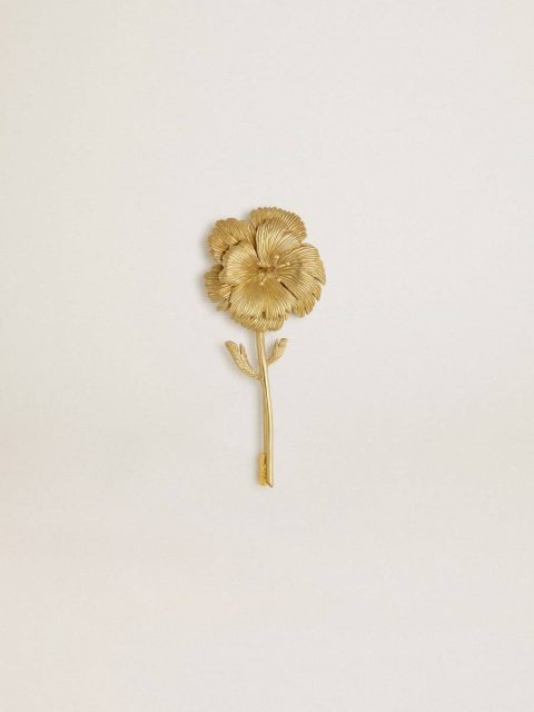 Women Golden Goose Gold Pin With Floral Design Jewelry
