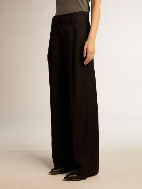 Women Golden Goose Jeans & Pants Black Women’s Black Wool Gabardine Pants - Image 2