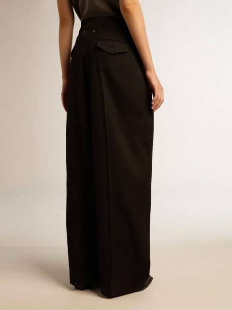 Women Golden Goose Jeans & Pants Black Women’s Black Wool Gabardine Pants - Image 4