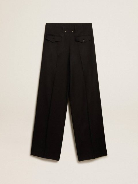 Women Golden Goose Jeans & Pants Black Women’s Black Wool Gabardine Pants - Image 5