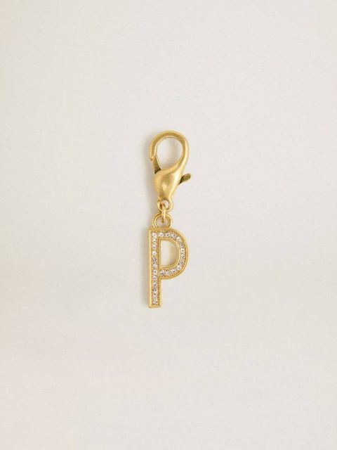 Women Golden Goose Letter P Charm In Gold-Colored Brass With Crystals Bag Accessories Gold