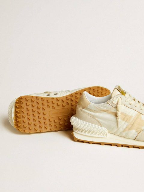Women Golden Goose Marathon Women's Marathon In Beige Nylon And Gray Leather With Beige Printed Star - Image 3