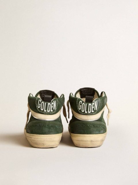 Women Golden Goose Mid Star In Green Suede With Silver Glitter Star And Leather Flash Mid Star - Image 5