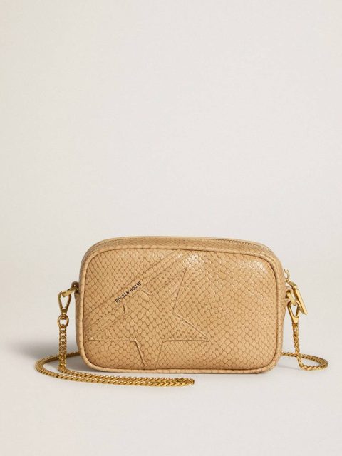 Women Golden Goose Mini Bags Mini Star Bag In Beige Snake-Print Leather Beige