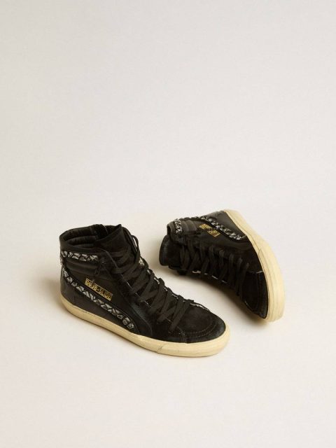 Women Golden Goose Slide In Leather With Black Star And Swarovski Crystal Flash Slide - Image 2