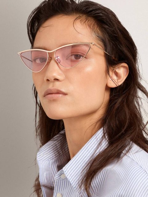 Women Golden Goose Sunframe Cat-Eye Style With Pink Frame And Lenses Rose Gold Sunglasses - Image 3
