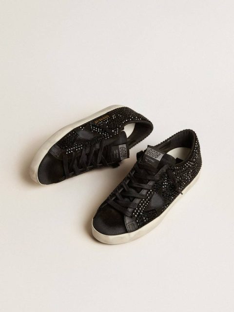 Women Golden Goose Super-Star In Black Suede With Swarovski Crystals And Black Suede Star Super-Star - Image 2
