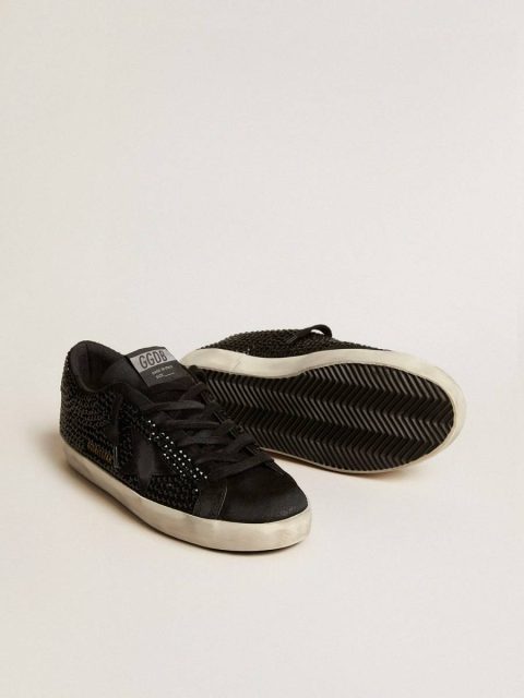 Women Golden Goose Super-Star In Black Suede With Swarovski Crystals And Black Suede Star Super-Star - Image 3