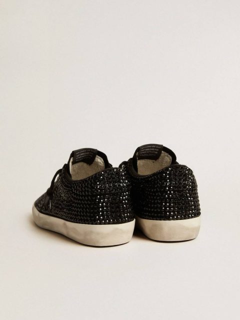 Women Golden Goose Super-Star In Black Suede With Swarovski Crystals And Black Suede Star Super-Star - Image 4