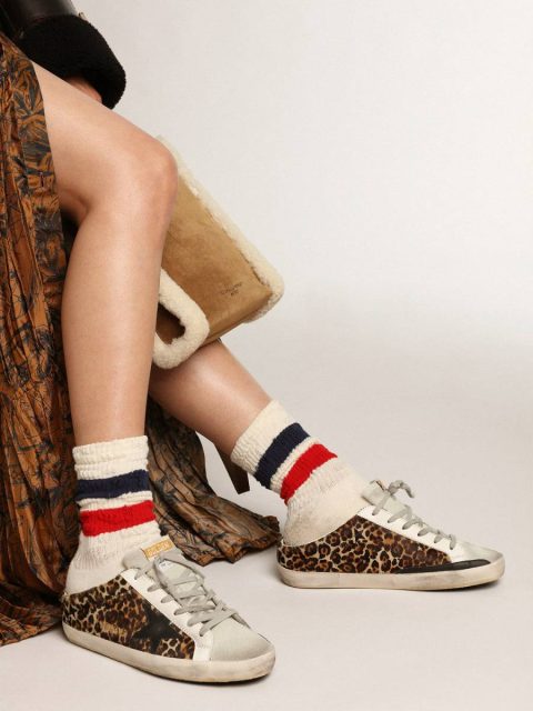 Women Golden Goose Super-Star Sabot Women's Super-Star Sabot In Leopard Print Pony Skin With Black Star - Image 3