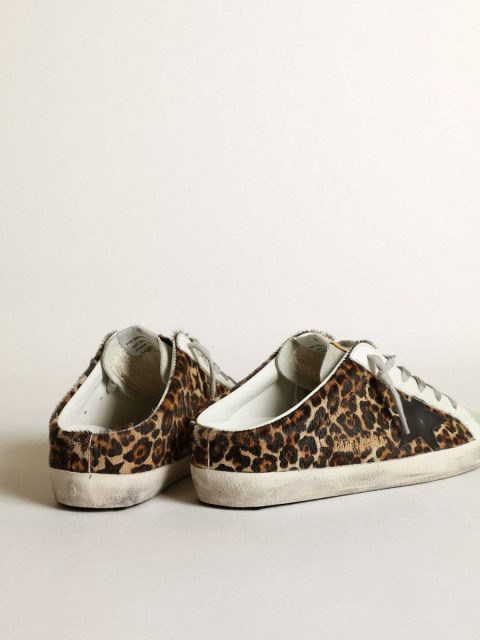 Women Golden Goose Super-Star Sabot Women's Super-Star Sabot In Leopard Print Pony Skin With Black Star - Image 5