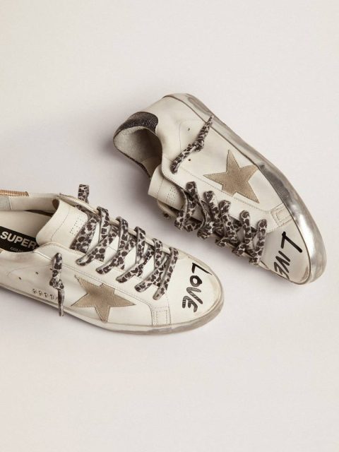Women Golden Goose Super-Star White Women's Super-Star In White Leather With Gray Suede Star - Image 2
