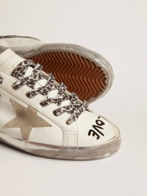 Women Golden Goose Super-Star White Women's Super-Star In White Leather With Gray Suede Star - Image 4