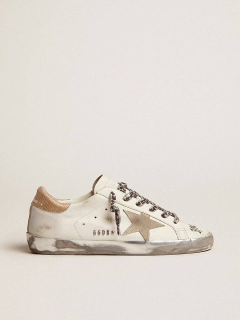 Women Golden Goose Super-Star White Women's Super-Star In White Leather With Gray Suede Star
