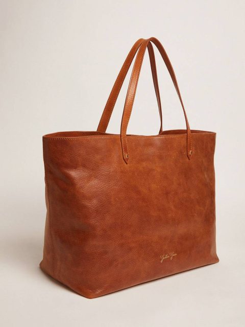 Women Golden Goose Tan Pasadena Bag In Tan-Colored Glossy Hammered Leather With Gold Logo On The Front Shoulder Bags - Image 5