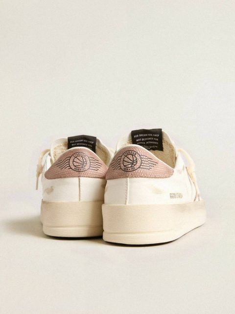 Women Golden Goose White Stardan Stardan Sneakers With Pink Textured Leather Star And Heel Tab - Image 4