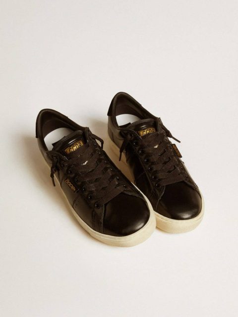 Women Golden Goose Women's Matchstar In Black Leather With Black Suede Heel Tab Black Ggdb Classics - Image 2
