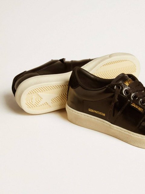 Women Golden Goose Women's Matchstar In Black Leather With Black Suede Heel Tab Black Ggdb Classics - Image 3