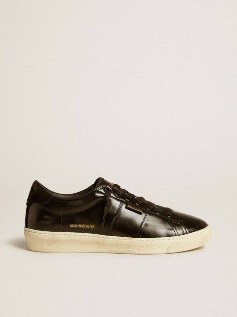 Women Golden Goose Women's Matchstar In Black Leather With Black Suede Heel Tab Black Ggdb Classics