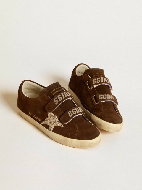 Women Golden Goose Women's Old School In Brown Suede With Beige Suede Star With Studs And Pearls Super-Star - Image 2