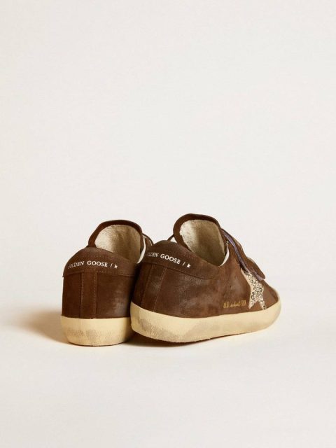 Women Golden Goose Women's Old School In Brown Suede With Beige Suede Star With Studs And Pearls Super-Star - Image 4