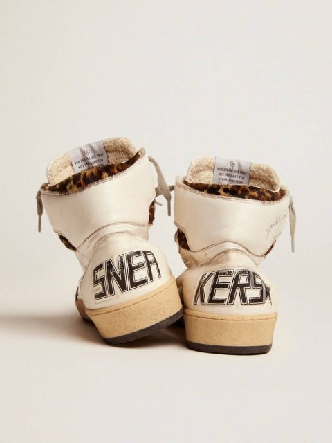 Women Golden Goose Women's Sky-Star With Signature And Leopard Print Pony Skin Inserts White Sky-Star - Image 4