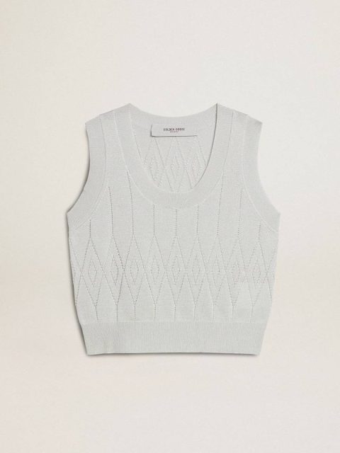 Women Golden Goose Women's Sleeveless Tank Top In Baby Blue Knit T-Shirts & Tops Baby Blue