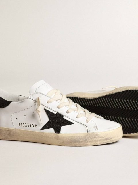 Women Golden Goose Women’s Super-Star With A Black Swarovski Crystal Star And Heel Tab White Super-Star - Image 4