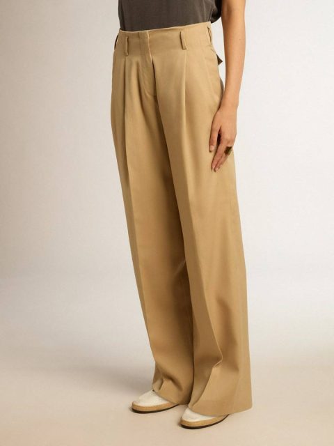 Women Golden Goose Women’s Wool Gabardine Pants In Sand Sand Jeans & Pants - Image 2
