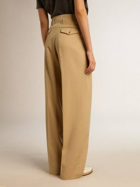 Women Golden Goose Women’s Wool Gabardine Pants In Sand Sand Jeans & Pants - Image 4