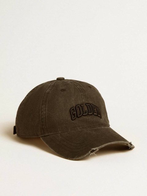 Women Gray Distressed Baseball Cap With Embroidery Golden Goose Anthracite Gray Hats - Image 2