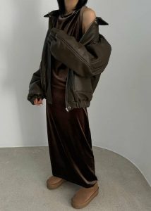 Women Green Blane Faux Leather Padded Bomber Jacket - Khaki Brown The Frankie Shop Outerwear - Image 5
