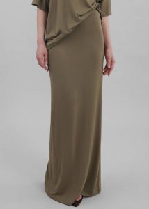 Women Green Ella Maxi Skirt - Khaki Brown The Frankie Shop Bottoms