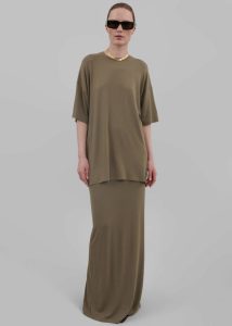 Women Green Ella Maxi Skirt - Khaki Brown The Frankie Shop Bottoms - Image 4