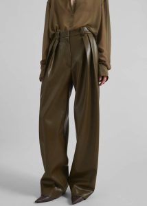 Women Green The Frankie Shop Bottoms Helsinki Faux Leather Pants - Olive