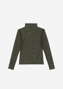 Women Green Tops The Frankie Shop Tulia Long Sleeve Mesh Tee - Khaki - Image 5