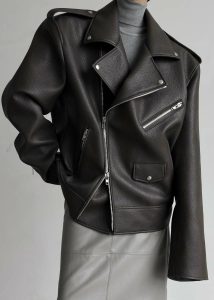 Women Grey The Frankie Shop Chicago Oversized Biker Jacket - Charcoal Outerwear - Image 2