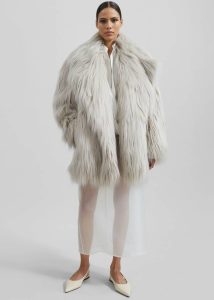 Women Grey The Frankie Shop Outerwear Liza Short Faux Fur Coat - Grey - Image 5