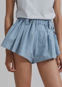 Women Hallie Plaid Mini Shorts - Blue Bottoms The Frankie Shop Blue - Image 2
