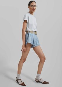 Women Hallie Plaid Mini Shorts - Blue Bottoms The Frankie Shop Blue