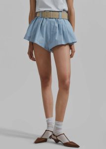 Women Hallie Plaid Mini Shorts - Blue Bottoms The Frankie Shop Blue - Image 3