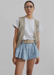 Women Hallie Plaid Mini Shorts - Blue Bottoms The Frankie Shop Blue - Image 5