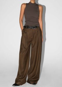 Women Halser Pintuck Trousers - Brown Bottoms Brown The Frankie Shop - Image 5