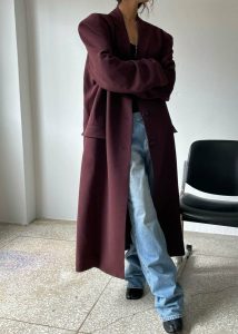 Women Hampton Long Coat - Burgundy Red Outerwear The Frankie Shop