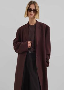 Women Hampton Long Coat - Burgundy Red Outerwear The Frankie Shop - Image 3